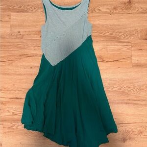 Maeve Green and Striped Asymmetrical Dress
